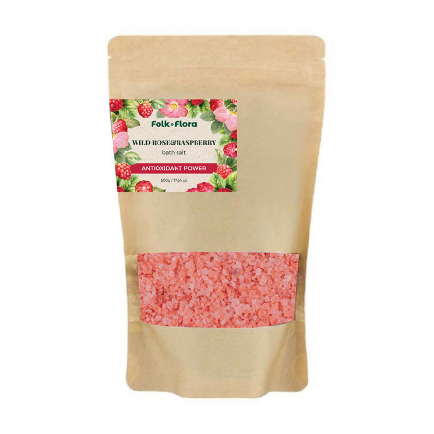 Сіль для ванни Folk &amp; Flora Wild Rose &amp; Raspberry Bath Salt, 500 г